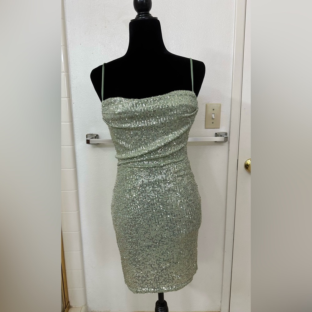 Mint Green sequence mini party dress!